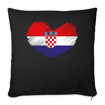 Croatie coeur drapeau armoiries cadeau maison - Housse de coussin décorative 45 x 45 cm - noir - Devant