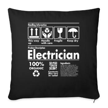 Product Description Shirt - Electrician Edition - Sofa pillowcase 17,3'' x 17,3'' (45 x 45 cm) - black - Front