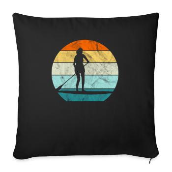 Sunset Women Stand up paddle - Sofa pillowcase 17,3'' x 17,3'' (45 x 45 cm) - black - Front