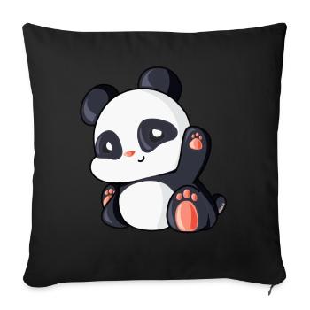 Panda mignon idée cadeau ours panda - Housse de coussin décorative 45 x 45 cm - noir - Devant
