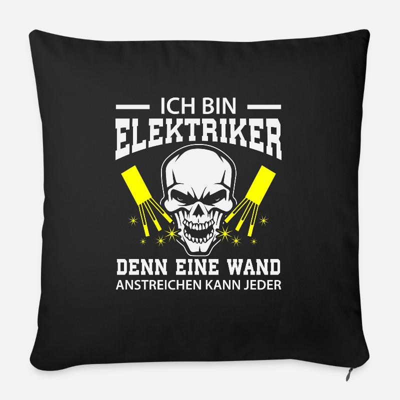 Elektriker Lustig - Sofakissenbezug 45 x 45 cm - Schwarz