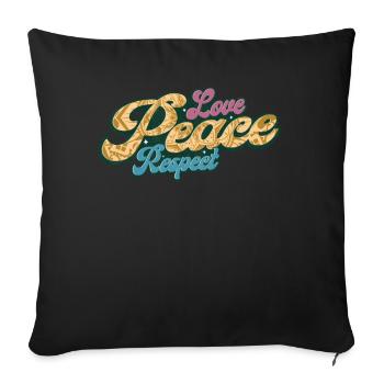 Peace Hippies Love - Housse de coussin décorative 45 x 45 cm - noir - Devant