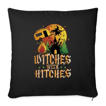 Funny Camping Witches Trailer Hitch - Sofa pillowcase 17,3'' x 17,3'' (45 x 45 cm) - black - Front