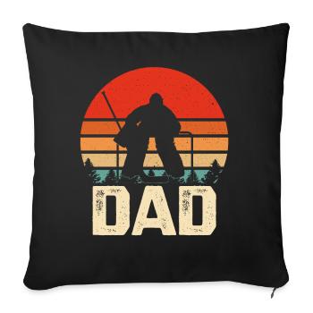 Chandail de la fête des pères de papa gardien de hockey sur glace - Housse de coussin décorative 45 x 45 cm - noir - Devant