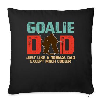 Joueur de hockey sur glace Gardien Papa Cadeaux pour la fête des pères - Housse de coussin décorative 45 x 45 cm - noir - Devant