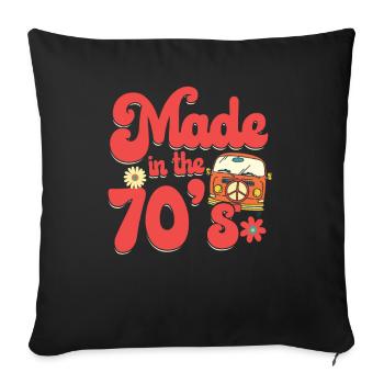 Made in the 70 s - seventies hippie retro - Sofa pillowcase 17,3'' x 17,3'' (45 x 45 cm) - black - Front