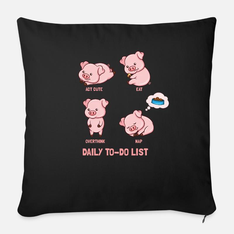 Schwein To Do Liste - Sofakissenbezug 45 x 45 cm - Schwarz