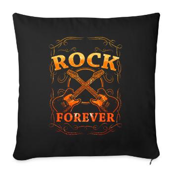 Cadeau de guitare rock légende rock and roll - Housse de coussin décorative 45 x 45 cm - noir - Devant