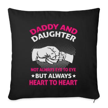 Père et fille - Housse de coussin décorative 45 x 45 cm - noir - Devant