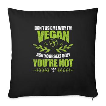 Vegan Vegan Vegan Vegetarian Veggie Gift - Housse de coussin décorative 45 x 45 cm - noir - Devant