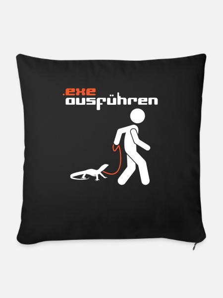.exe ausführen - Computer Humor - Anwendung Datei - Sofakissenbezug 45 x 45 cm - Schwarz
