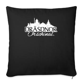 Dresdner Original auf sächsisch Skyline Dresden - Sofakissenbezug 45 x 45 cm - Schwarz - Vorne