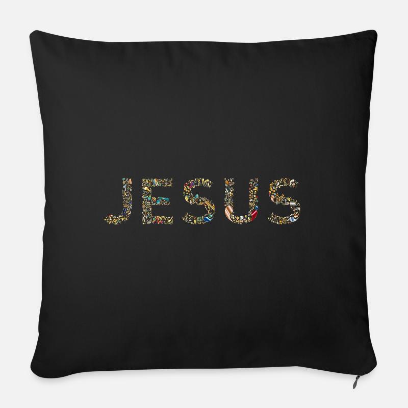 Jesus Bunte Wassertropfen Schrift - Sofakissenbezug 45 x 45 cm - Schwarz