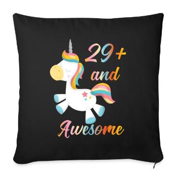 Unicorn 29+ birthday - Sofa pillowcase 17,3'' x 17,3'' (45 x 45 cm) - black - Front