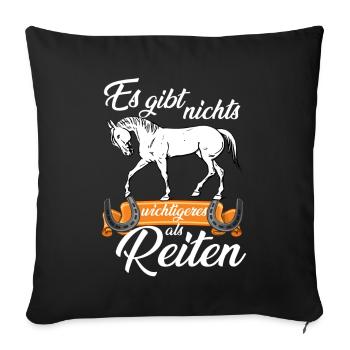 Pferd Reiten Reiterin Reiter Reitsport Reitverein - Sofakissenbezug 45 x 45 cm - Schwarz - Vorne