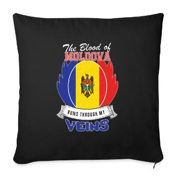 Moldova blood flows through my veins - Sofa pillowcase 17,3'' x 17,3'' (45 x 45 cm) - black - Front