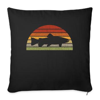 Funny Brown Trout Fishing Freshwater Fish Lake - Sofa pillowcase 17,3'' x 17,3'' (45 x 45 cm) - black - Front