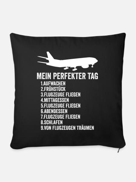 Flugzeug Fliegen Urlaub - Sofakissenbezug 45 x 45 cm - Schwarz