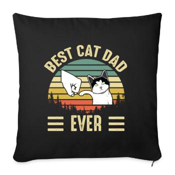 Best Cat Dad Ever Funny Kitten Cat Fist Bump Retro - Sofa pillowcase 17,3'' x 17,3'' (45 x 45 cm) - black - Front