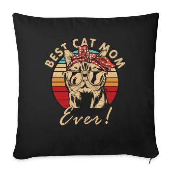 Best Cat Mom Ever - Sofa pillowcase 17,3'' x 17,3'' (45 x 45 cm) - black - Front