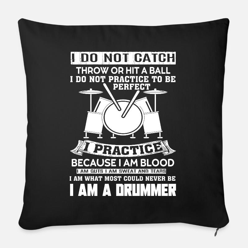 Batteur, je suis batteur - Housse de coussin décorative 45 x 45 cm - noir