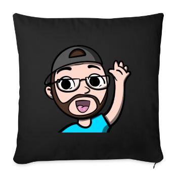 Funny Hi Emoji comic design by gaming streamer - Sofa pillowcase 17,3'' x 17,3'' (45 x 45 cm) - black - Front