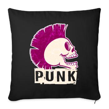 Musique punk licorne fille punk rock anarchie - Housse de coussin décorative 45 x 45 cm - noir - Devant