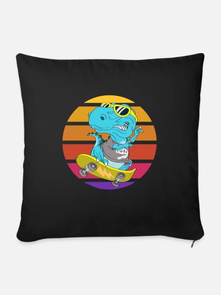 Skater Dinosaurier TRex - Sofakissenbezug 45 x 45 cm - Schwarz