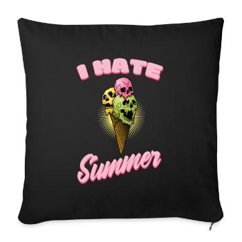 Ich hasse Sommer Eis Totenkopf - Sofakissenbezug 45 x 45 cm - Schwarz - Vorne