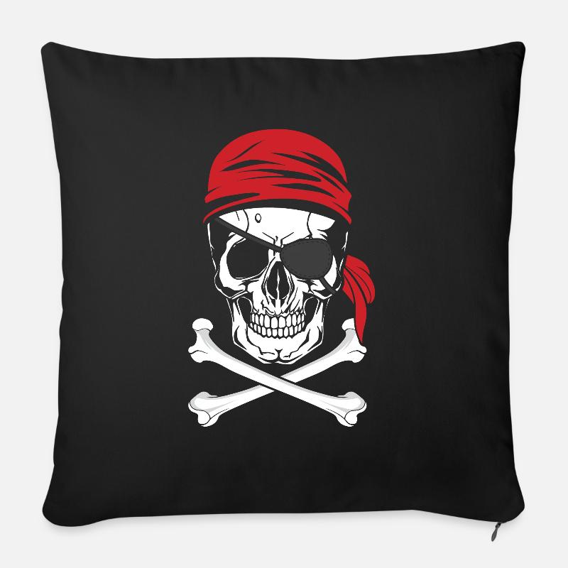 Piraten - Pirat mit Augenklappe - Sofakissenbezug 45 x 45 cm - Schwarz