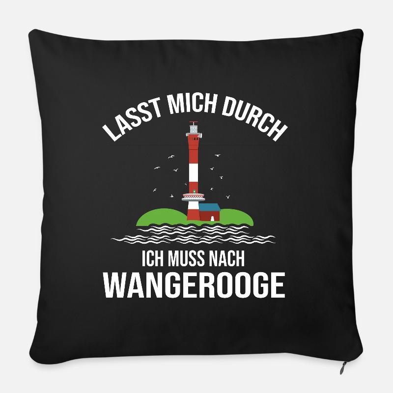 Wangerooge Tshirt und Geschenke Souvenirs - Sofakissenbezug 45 x 45 cm - Schwarz