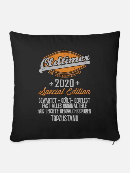 Oldtimer Geschenk Rente Ruhestand 2020 Rentner - Sofakissenbezug 45 x 45 cm - Schwarz
