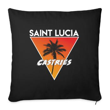 St. Lucia with capital - Sofa pillowcase 17,3'' x 17,3'' (45 x 45 cm) - black - Front