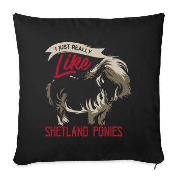 poney Shetland - Housse de coussin décorative 45 x 45 cm - noir - Devant