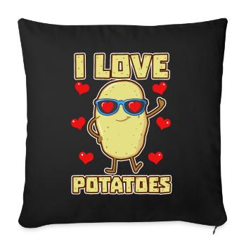 J'adore les pommes de terre - Housse de coussin décorative 45 x 45 cm - noir - Devant