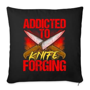 Knife maker blacksmith knife blacksmith hobby profession - Sofa pillowcase 17,3'' x 17,3'' (45 x 45 cm) - black - Front