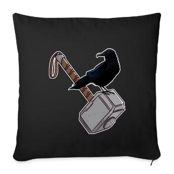 Thor Hammer Mjölnir Raven - Sofa pillowcase 17,3'' x 17,3'' (45 x 45 cm) - black - Front