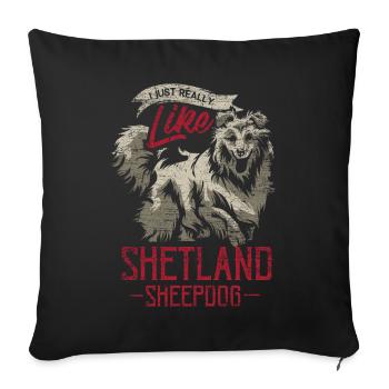 Shetland Chien de berger Cadeau - Housse de coussin décorative 45 x 45 cm - noir - Devant