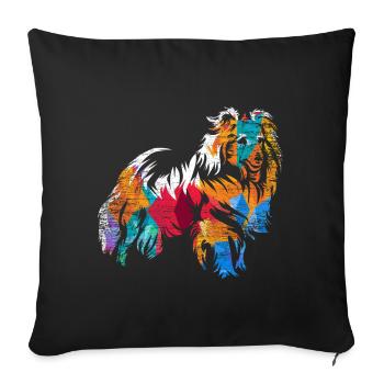 Shetland Chien de berger Cadeau - Housse de coussin décorative 45 x 45 cm - noir - Devant