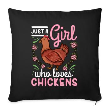 Poulet poule poulailler - Housse de coussin décorative 45 x 45 cm - noir - Devant