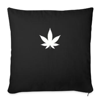 Hemp Leaf - Cannabis - Hemp - Sofa pillowcase 17,3'' x 17,3'' (45 x 45 cm) - black - Front
