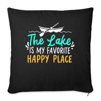 Boat rowing fishing lake - Sofa pillowcase 17,3'' x 17,3'' (45 x 45 cm) - black - Front