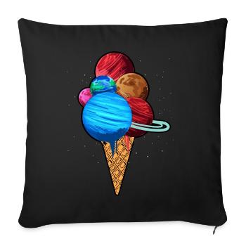 Crème glacée Space Planet Système solaire Galaxie - Housse de coussin décorative 45 x 45 cm - noir - Devant