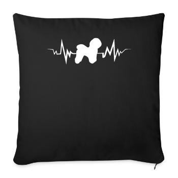 Heartbeat Tshirt For Bichon Frize Owners - Sofa pillowcase 17,3'' x 17,3'' (45 x 45 cm) - black - Front