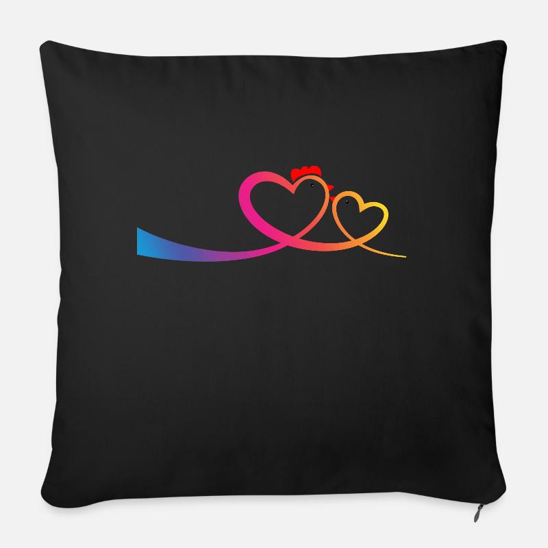 Hen and chick in love chickens - Sofa pillowcase 17,3'' x 17,3'' (45 x 45 cm) - black