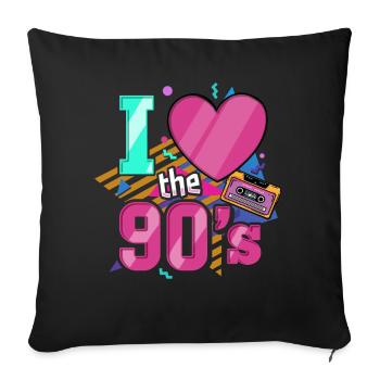 90s nineties music party - Sofa pillowcase 17,3'' x 17,3'' (45 x 45 cm) - black - Front