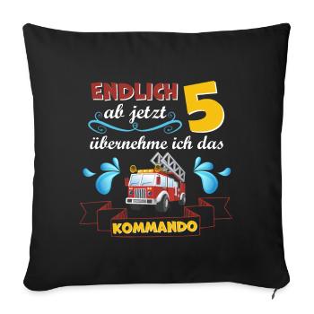 Kinderkleidung,Feuerwehr zum 5. Geburtstag 5 Jahre - Sofakissenbezug 45 x 45 cm - Schwarz - Vorne