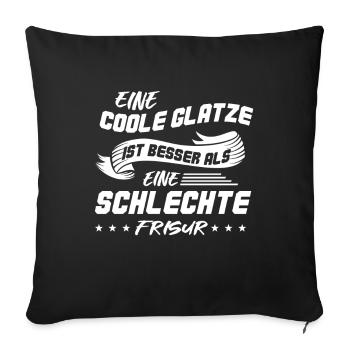 Cool chauve homme chauve chauve cadeau chauve - Housse de coussin décorative 45 x 45 cm - noir - Devant
