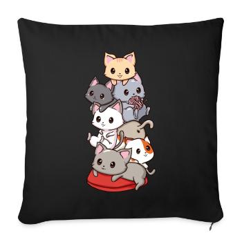 Cats anime kawaii neko - Sofa pillowcase 17,3'' x 17,3'' (45 x 45 cm) - black - Front