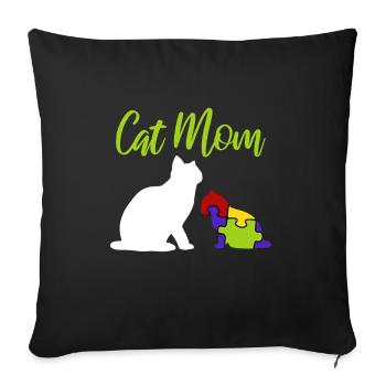 Autism Awareness Cat Aspergers Mom Down Syndrome - Sofa pillowcase 17,3'' x 17,3'' (45 x 45 cm) - black - Front